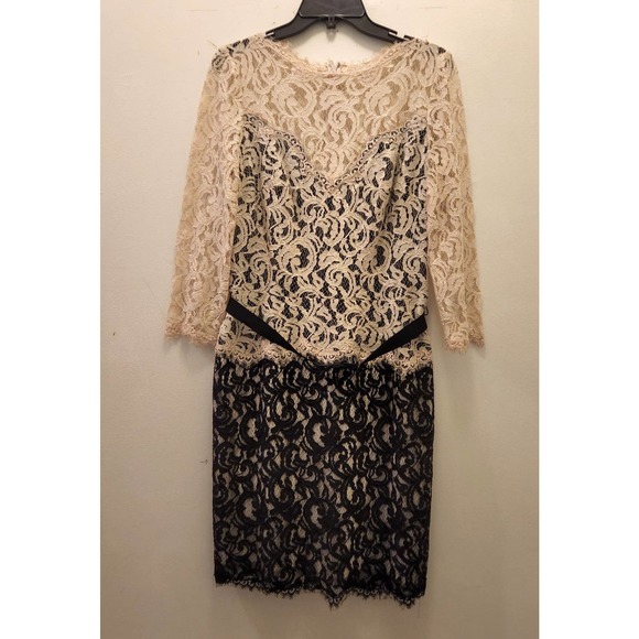 Tadashi Shoji Dresses & Skirts - Tadashi Shoji beige and black lace dress 12